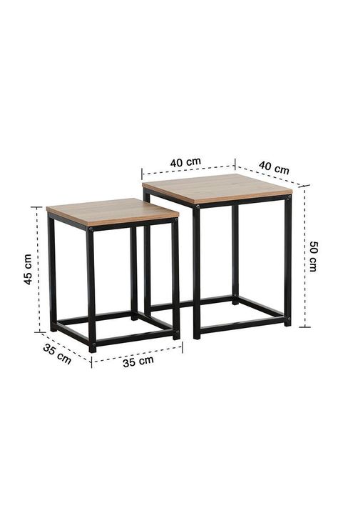 Set Mesas Laterales Auxiliares Industrial Café-2