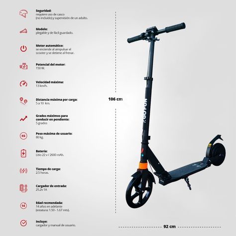 Scooter Eléctrico Plegable Teen - Negro-2