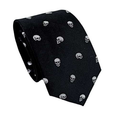 Corbata hombre negra craneos-0
