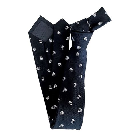 Corbata hombre negra craneos-1