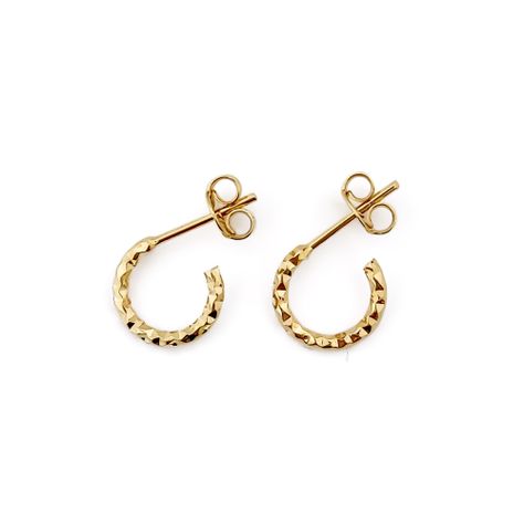 Aros Argollas Mini Diamantada 10mm Enchapado Oro 18K-0
