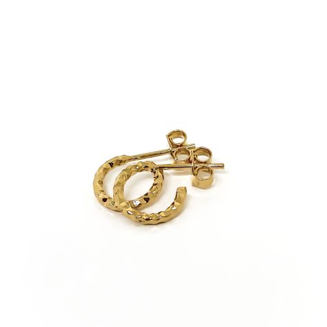 Aros Argollas Mini Diamantada 10mm Enchapado Oro 18K-1