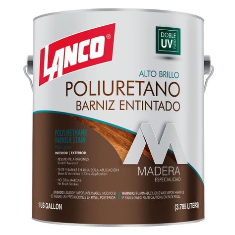 Barniz De Poliuretano Entintado, Con Doble Filtro Uv, Color Roble Oscuro, 1Gl - Lanco-0