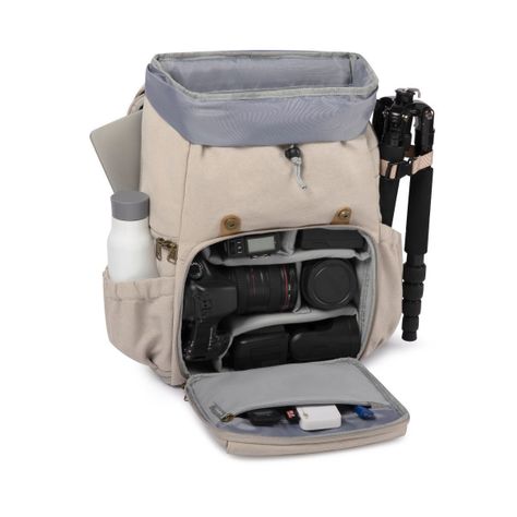Bagsmart Mochila para camara y notebook de 15" - Beige-4
