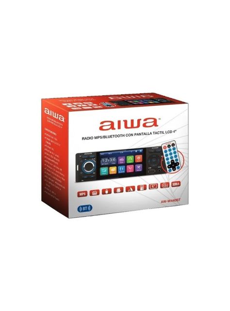 Radio Auto 1 Din Con Pantalla Tactil De 4'' Aiwa Aw-w440bt-1