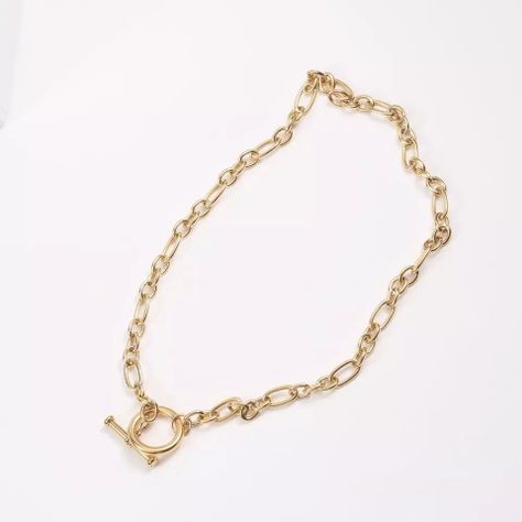 Collar Para Mujer Con Cierre Elegante, Eslabones Chapados Elegancia.-0