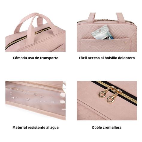 Bagsmart - Neceser kit de viaje con gancho - Rosado claro-1