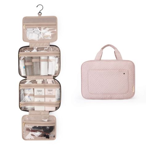 Bagsmart - Neceser kit de viaje con gancho - Rosado claro-3