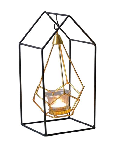 PORTA CANDELABRO METALICO DISEÑO CASA 26 X 13 CMS-0