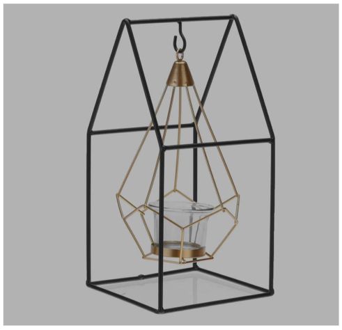 PORTA CANDELABRO METALICO DISEÑO CASA 26 X 13 CMS-4