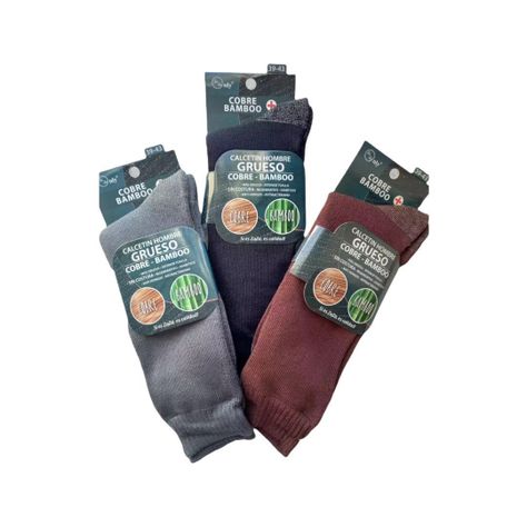 Pack De 3 Pares De Calcetines Hombre Cobre Bambú Grueso/Puño-0