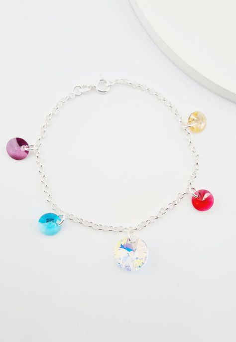 Pulsera Nepal Plata 925 Y Cristales Colores-1