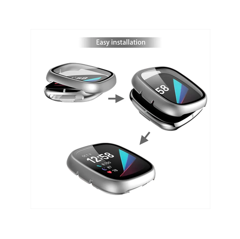 Protector Carcasa Con Vidrio para Fitbit Versa 3 / Sense -Transparente-1