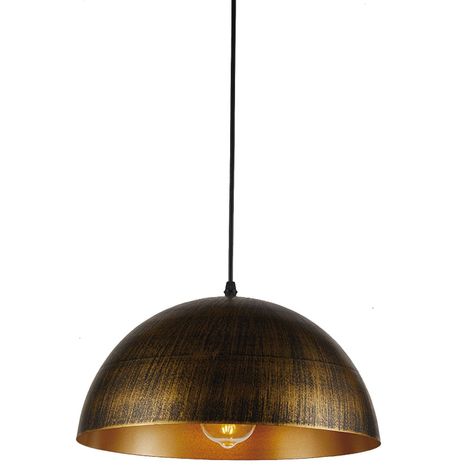 Lámpara Colgante E-27 Diseño Cúpula Dorado Vintage-1
