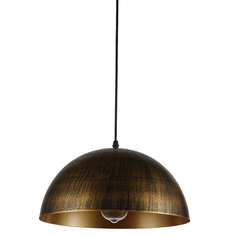 Lámpara Colgante E-27 Diseño Cúpula Dorado Vintage-0