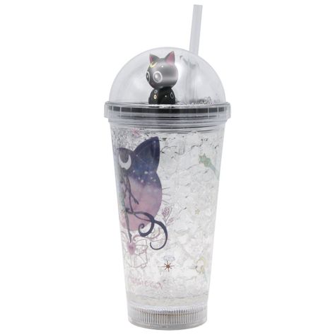 Vaso Diseño Sailoor Mon Luna Negra Con Glitter y Luz Led Kawaii-1