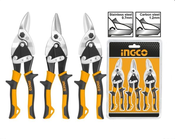 Set Pack 3 Tijeras Aviación Hojalateras Ingco 10 p-6