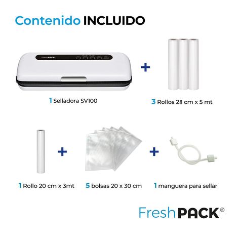 Selladora al Vacío Freshpack + 3 Rollos 28cm X 5mt-3