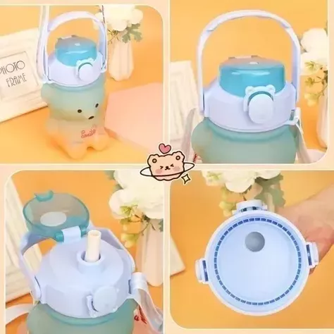 Botella Motivacional Agua Grande Oso Kawai Capacidad 1400ml-5