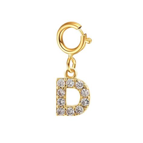 Cadena Eslabones Oro Amarillo 18k Charm Letras Inicial D Full Diamante-0