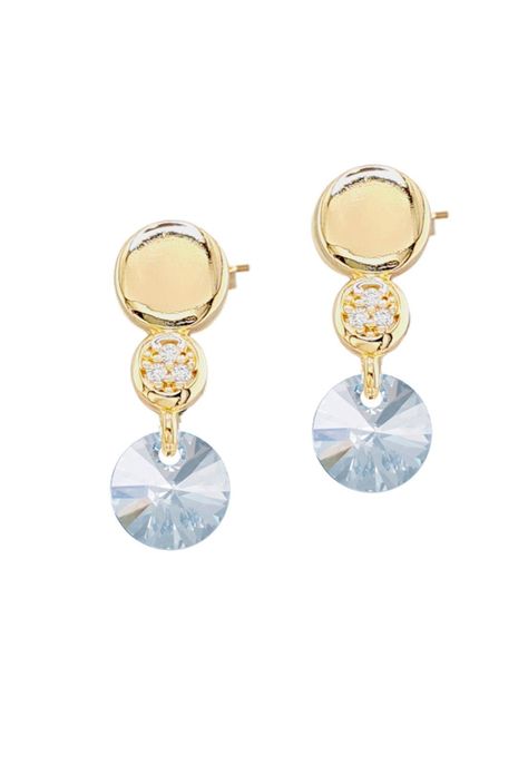Aros Punto de Luz Gold Cristales Genuinos Blue Shade.-0