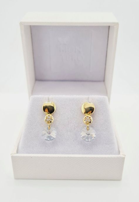 Aros Punto de Luz Gold Cristales Genuinos Blue Shade.-2