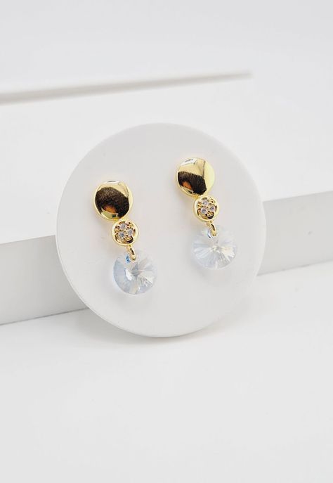 Aros Punto de Luz Gold Cristales Genuinos Blue Shade.-1