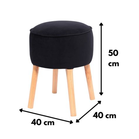Pouf Francisca Negro Felpa 50x40x40 cm Máxima Design-2