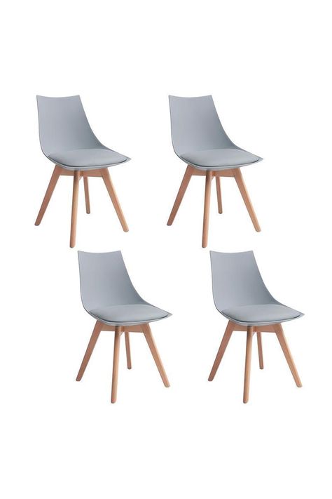Pack 4 Silla Comedor con Patas de Madera Gris-0