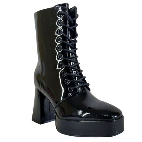 Botin de Mujer Taco Cuadrado Negro-0