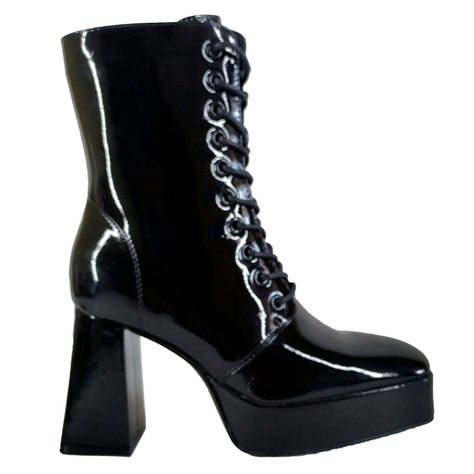 Botin de Mujer Taco Cuadrado Negro-1