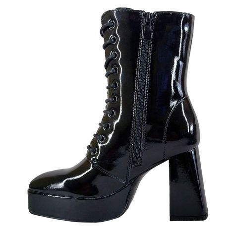 Botin de Mujer Taco Cuadrado Negro-3
