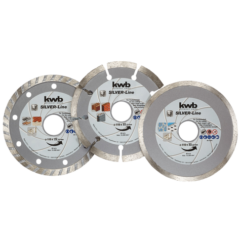 Pack 3 Disco Diamantado Turbo Segmentado 115mm Kwb-0