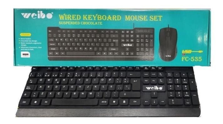 Set Mouse Mouse Usb Cableado Negro Weibo Fc-535 / Disparo-0