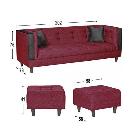 Living Santa Monica 3 Cuerpos + 2 Pouf Burdeo-1