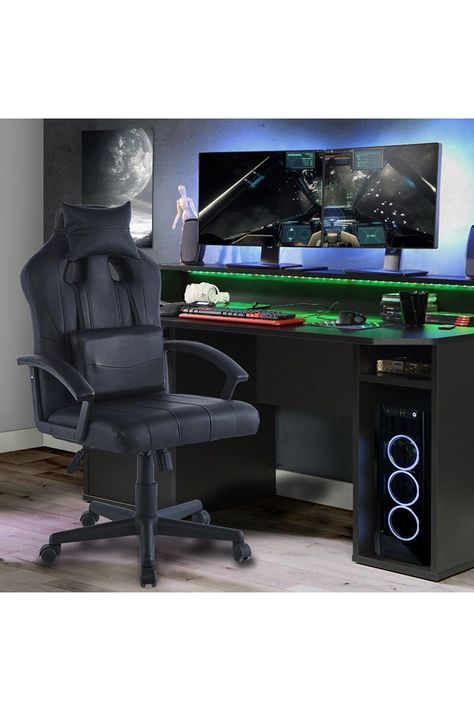 Silla Gamer con Altura Ajustable Negro-1