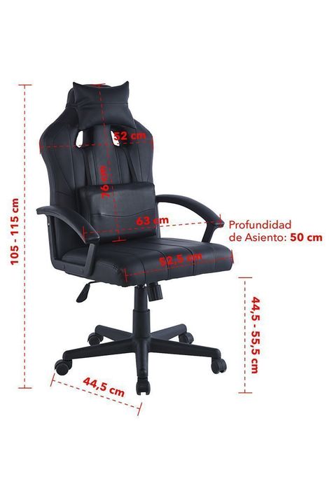 Silla Gamer con Altura Ajustable Negro-2