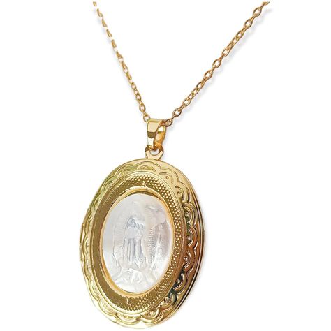 Colgante Relicario Virgen Guadalupe chapado oro -0