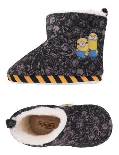 Pantufla Bota Niño Hug Negro Minions-2