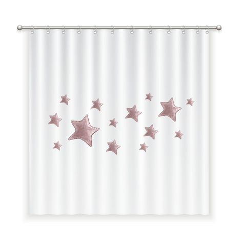 CORTINA DE BAÑO ALGODÓN ESTRELLAS ROSA-0