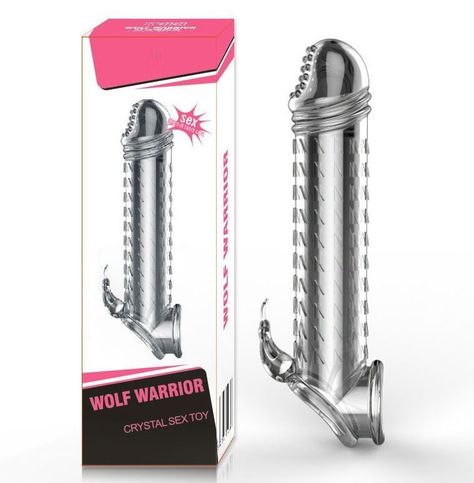 Funda Para El Pene Transparente Con Relieve Y CockRing-2