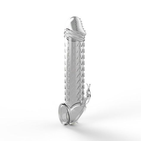 Funda Para El Pene Transparente Con Relieve Y CockRing-4