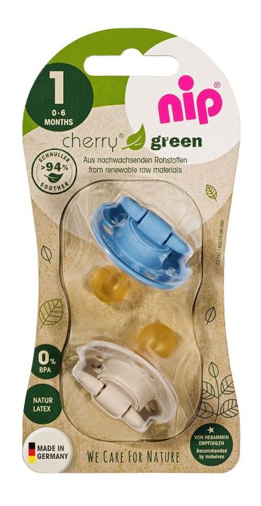 Chupetes Cherry Green Caucho 0-6 meses 2 unidades Azul Crema-0