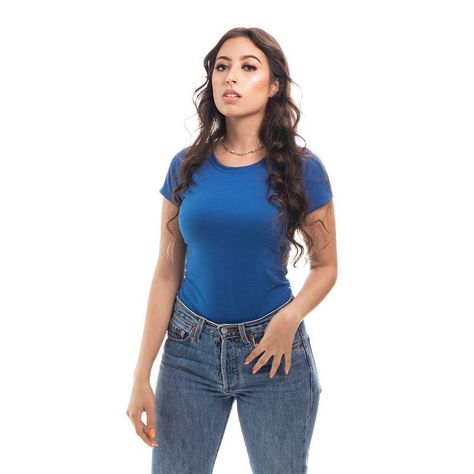 POLERA MUJER CUELLO REDONDO MANGA CORTA AZUL-1