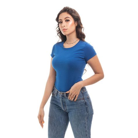 POLERA MUJER CUELLO REDONDO MANGA CORTA AZUL-8