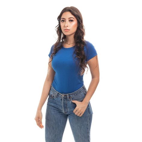 POLERA MUJER CUELLO REDONDO MANGA CORTA AZUL-4