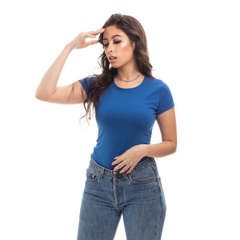 POLERA MUJER CUELLO REDONDO MANGA CORTA AZUL-7