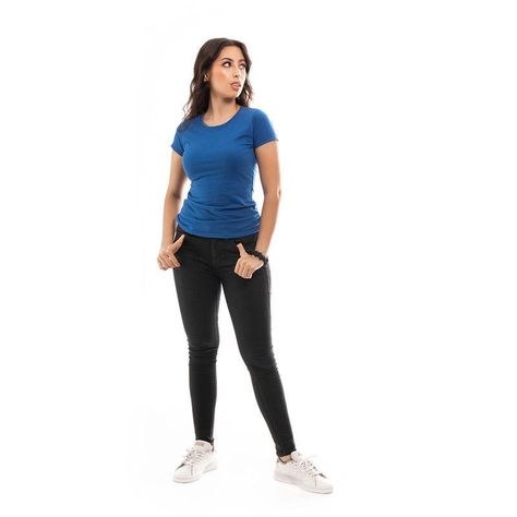 POLERA MUJER CUELLO REDONDO MANGA CORTA AZUL-3