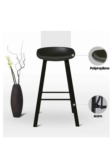 Pack 4 Pisos de Bar Estilo Nórdico Negro-2