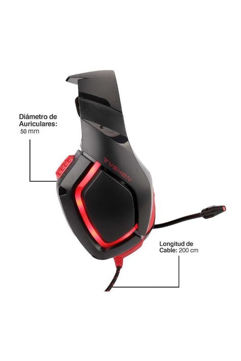 Audífonos Gamer L1B Luces Led con Micrófono Rojo-4